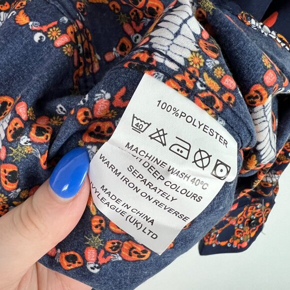 NWOT Simon Banks Pumpkin Skull Boo Long Sleeve Button Front Shirt Size Medium M - Picture 5 of 9